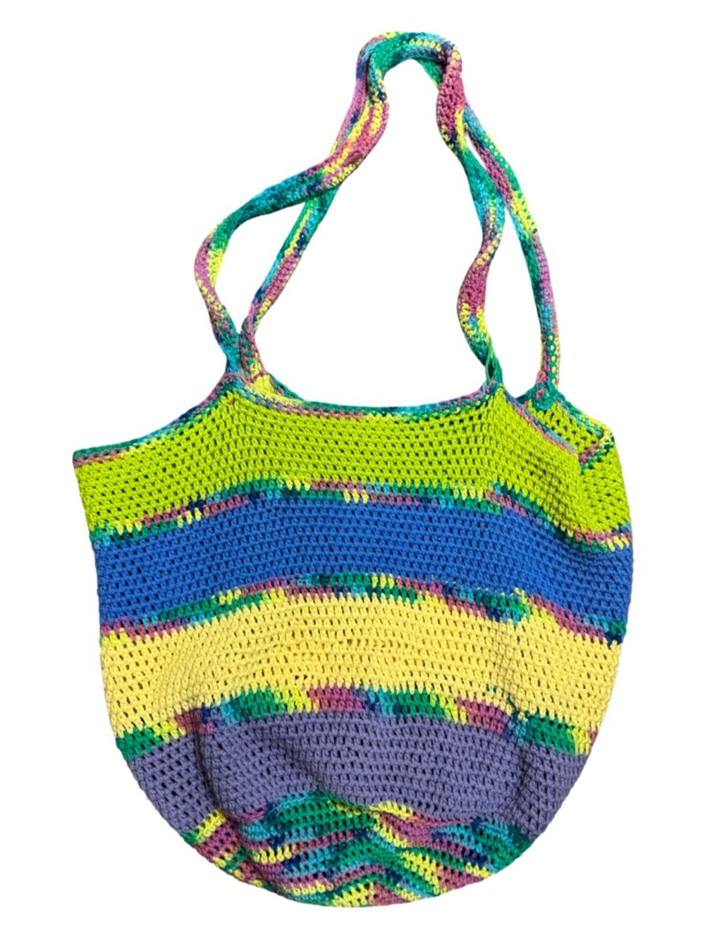 Crochet Bag BOHO Granny Festival Yellow Blue Green Purple Large